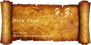 Hirs Zina névjegykártya